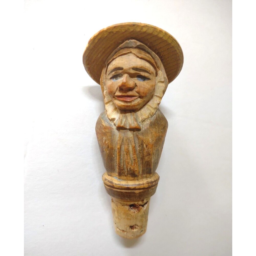 ANRI Dolly Varden Charles Dickens Bottle Stopper Barware Italy Cork Folk Art